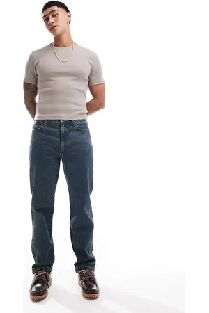 ASOS Straight leg jeans in mid wash with seam detail