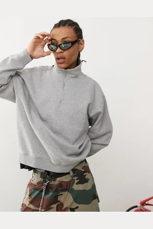 Weekday Oversized heavyweight jersey half zip sweatshirt in