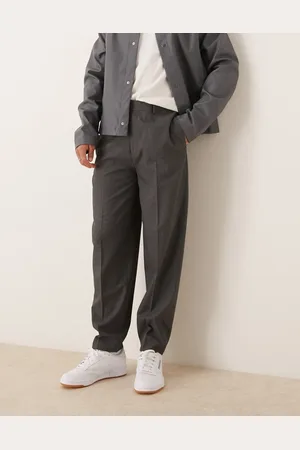 ASOS Smart oversized tapered trousers in charcoal check