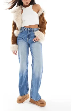 Bershka High waisted 90s wide leg jeans in light washed
