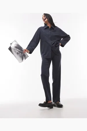 MANGO Pleat front slim leg pinstripe trouser co-ord in