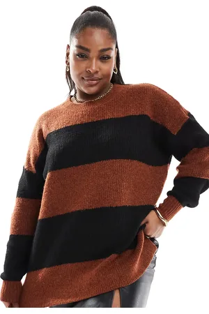 Yours Stripe jumper in rust and black