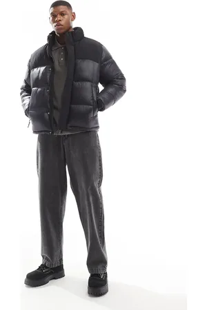 JACK & JONES High shine nylon block puffer jacket in