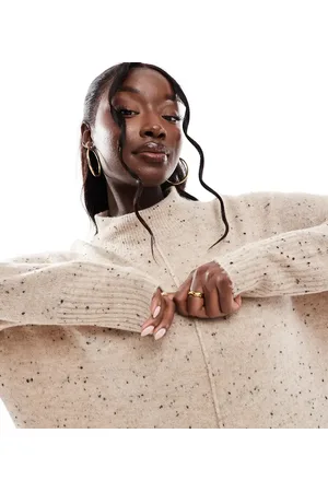 Yours High neck jumper with seam detail in speckle print