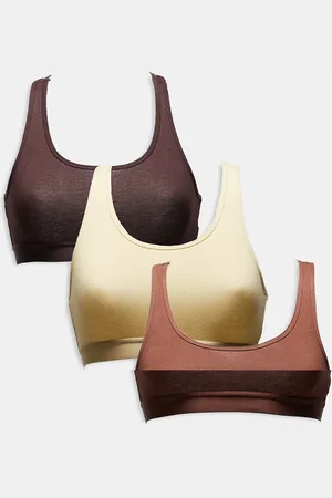 Brave Soul 3 pack cotton racer back bralettes in