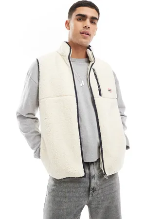 Hunter Drill fleece gilet with contrast lining in cream