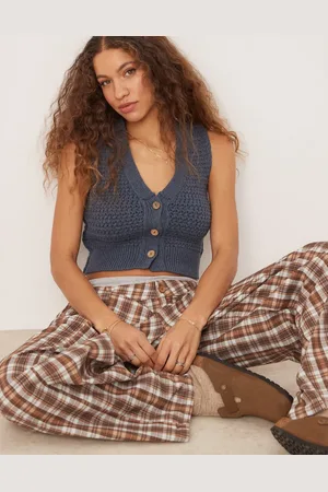 Free People Ava knitted vest in vintage indigo