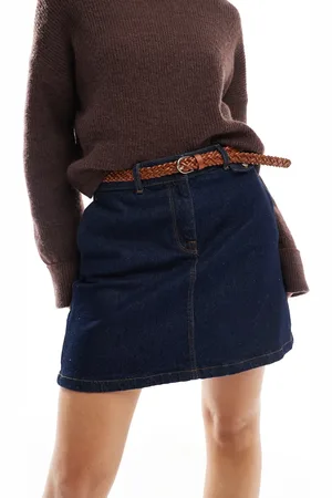 Pieces® Plaited faux leather belt in cognac