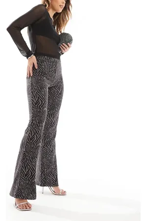 ONLY Zebra print glitter flare trouser in