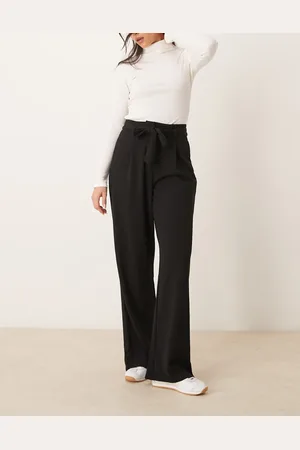 VILA Tie waist wide leg trouser in