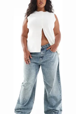 ASOS ASOS DESIGN Curve baggy jean with turn up in vintage mid