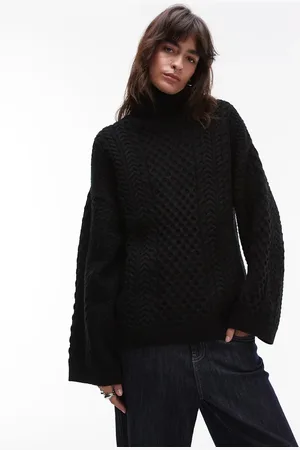 ARKET Cable knit sweater in decorative pattern with high neck in