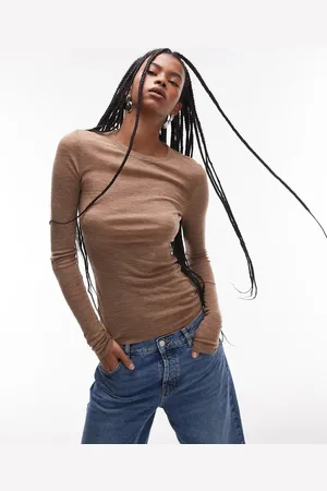 ARKET Super stretch jersey close fit top with long sleeves in off