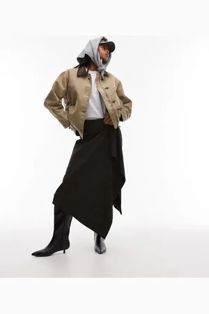 MANGO Wax contrast collar jacket in khaki