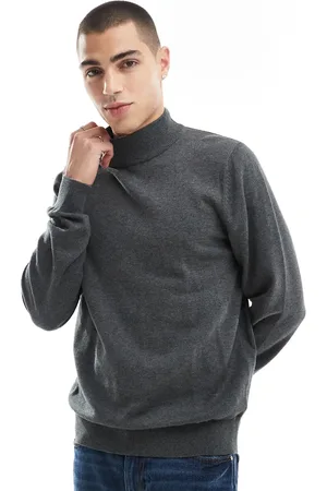 Threadbare Cotton turtle neck jumper in charcoal