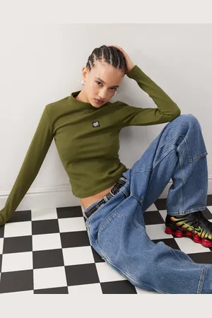 Santa Cruz Long sleeve mock neck t-shirt in khaki