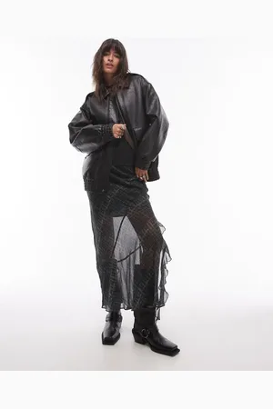 Topshop Faux leather oversized bomber jacket in