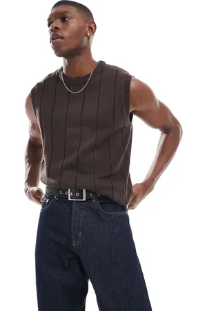 Threadbare Ribbed crew neck knitted vest in