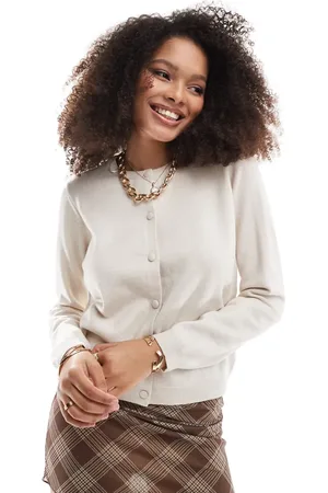 Threadbare Button up knitted cardigan in oat