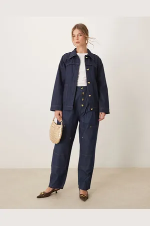 Ghospell High waisted denim jeans co-ord in indigo
