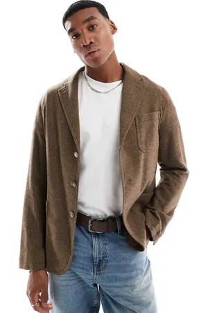 Ralph Lauren Single breasted herringbone blazer in /tan