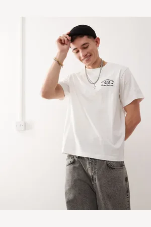 Weekday Boxy fit oversized t-shirt with fantazy fussball graphic print in off