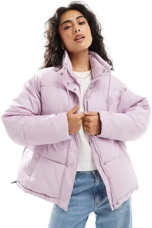 Hugo Blue Falena puffer jacket in pink with all over print