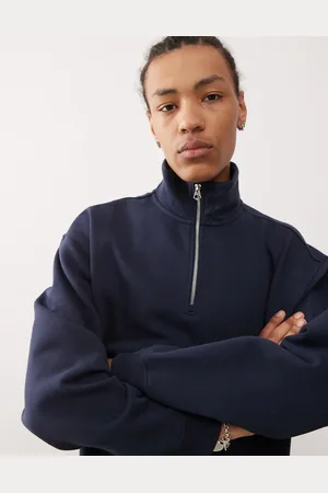 Weekday Oversized heavy weight jersey half zip sweatshirt in