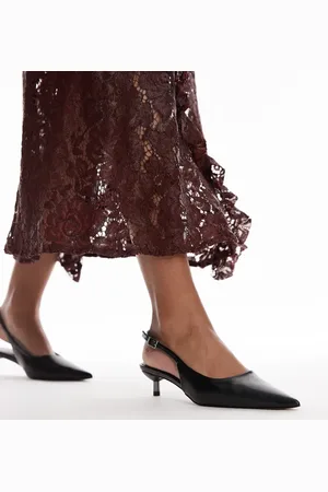 Topshop Ellie slingback mid heel court shoes in