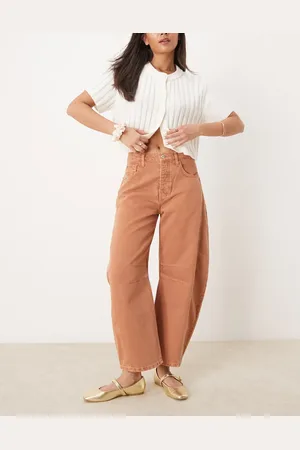Free People Good luck mid rise barrel leg jean in ginger