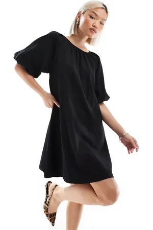 Threadbare Poplin puff sleeve dress in