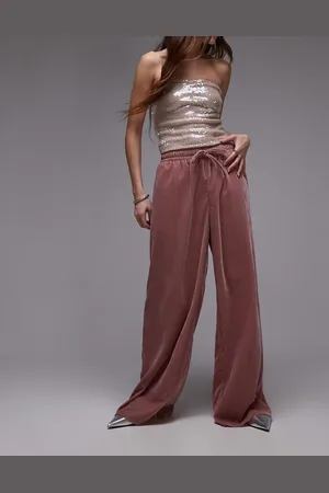 Topshop Velvet tie waist jogger in