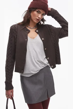 Résumé Resume cable knit fitted cardigan in dark