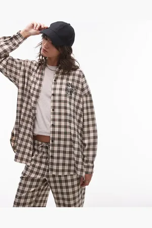 Résumé Resume oversized shirt with front logo in check co-ord