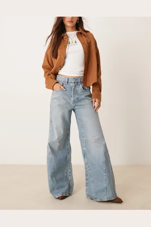 Free People Eden high waist slouchy flared jean in mid wash
