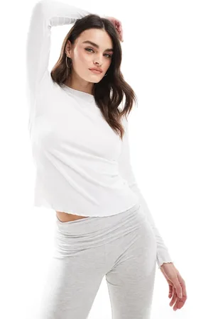 JJXX Long sleeve t-shirt with lettuce hem in