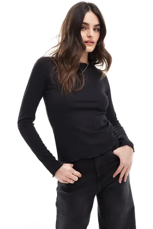 JJXX Long sleeve t-shirt with lettuce hem in