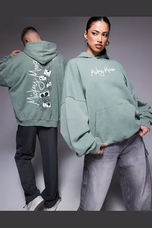 ASOS Disney unisex extreme oversized hoodie with mickey prints in sage
