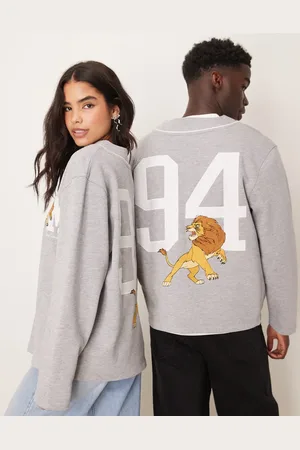 ASOS Disney unisex oversized Y neck sweatshirt with The Lion King prints in marl