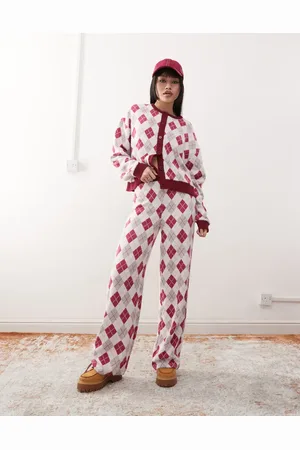 Reclaimed Straight leg trousers in argyle print co-ord