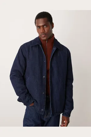 MANGO Elasticated detail denin bomber jacket in dark wash