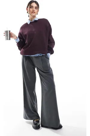 Bershka Oversized sweatshirt in burgundy