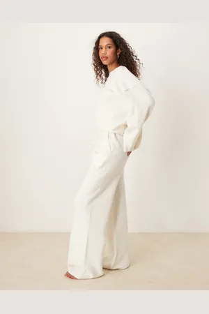 Six Stories Knitted wide leg trouser co-ord in cream