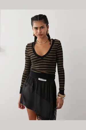 Motel Annora long sleeve knit top in stripe