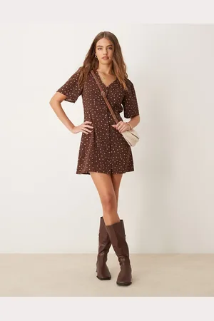 Glamorous Mini tea dress with tie back in ditsy floral
