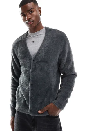 JACK & JONES Oversized fluffy cardigan in dark