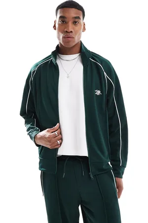 Bershka Piped co-ord track jacket in