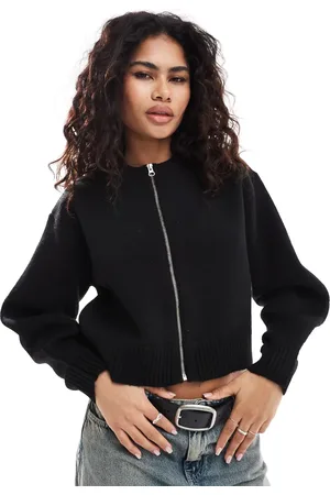 ASOS Clean knitted bomber jacket with volume sleeve in