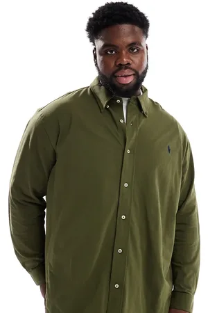 Ralph Lauren Big & Tall icon logo pique shirt in dark