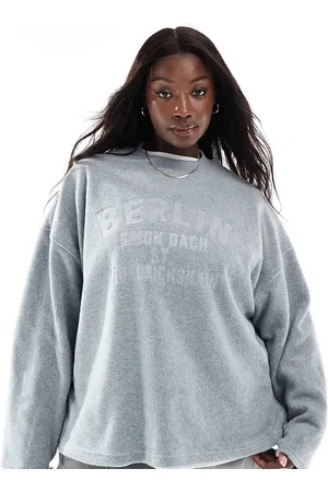 ASOS ASOS DESIGN Curve embossed berlin graphic borg sweatshirt in marl
